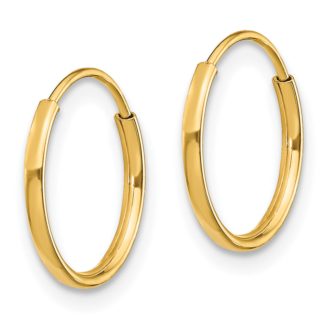 14K Gold Endless Hoop Earrings with Polished Finish for Women