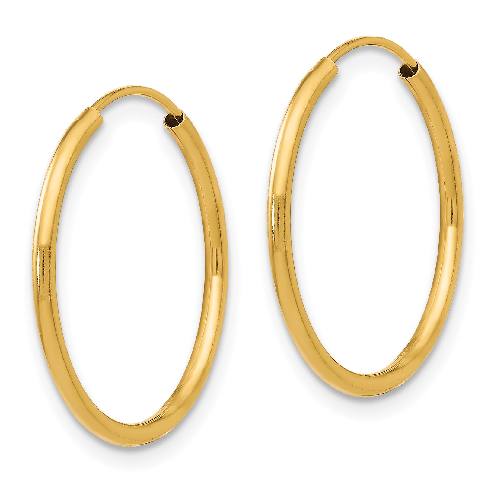 14K Gold Endless Hoop Earrings Polished Hollow Design Nickel-Free