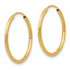 14K Gold Endless Hoop Earrings Polished Hollow Design Nickel-Free