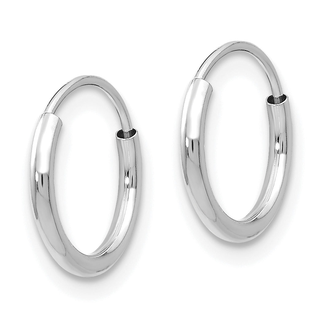 14K White Gold Endless Hoop Earrings with Polished Rhodium Finish