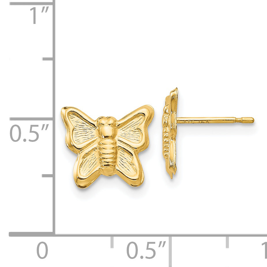 14K Gold Butterfly Earrings with Polished Finish for Women