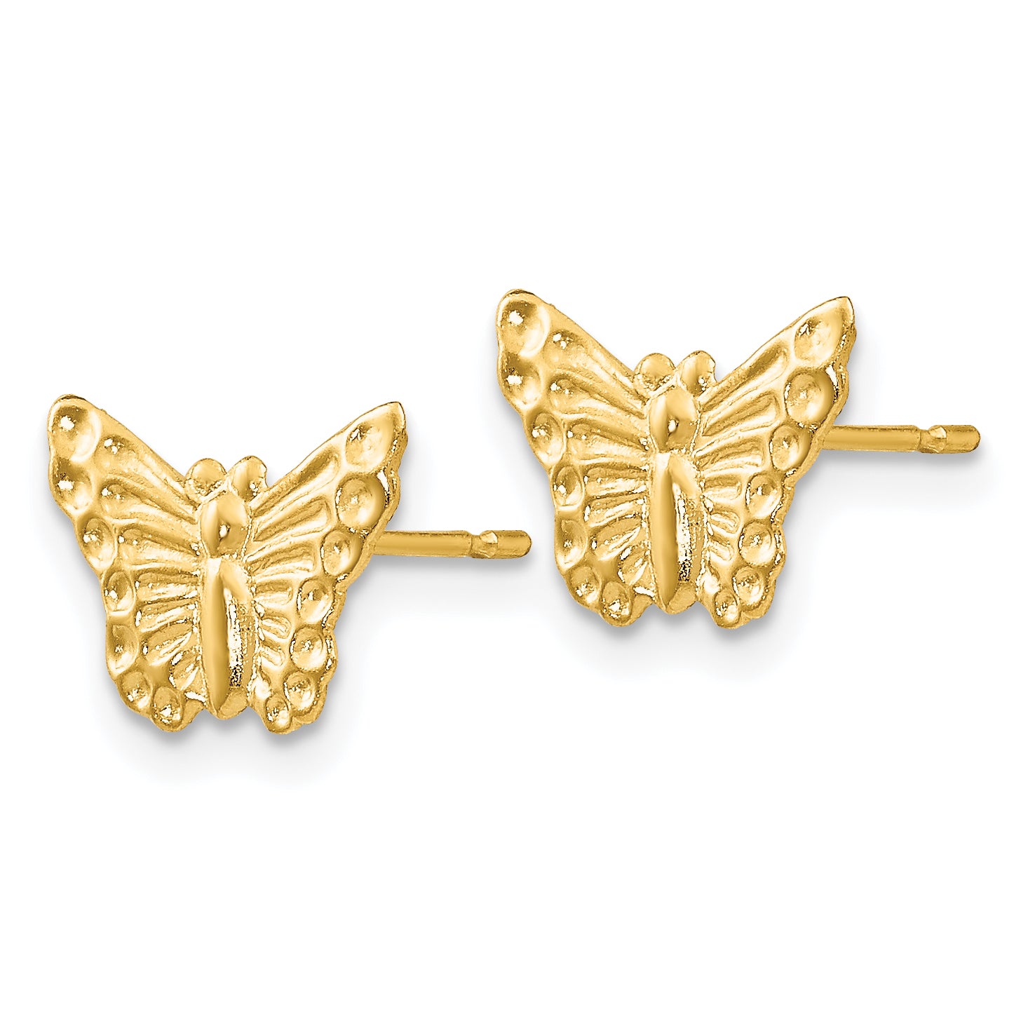 14K Gold Butterfly Earrings with Polished Finish and Nickel-Free Design