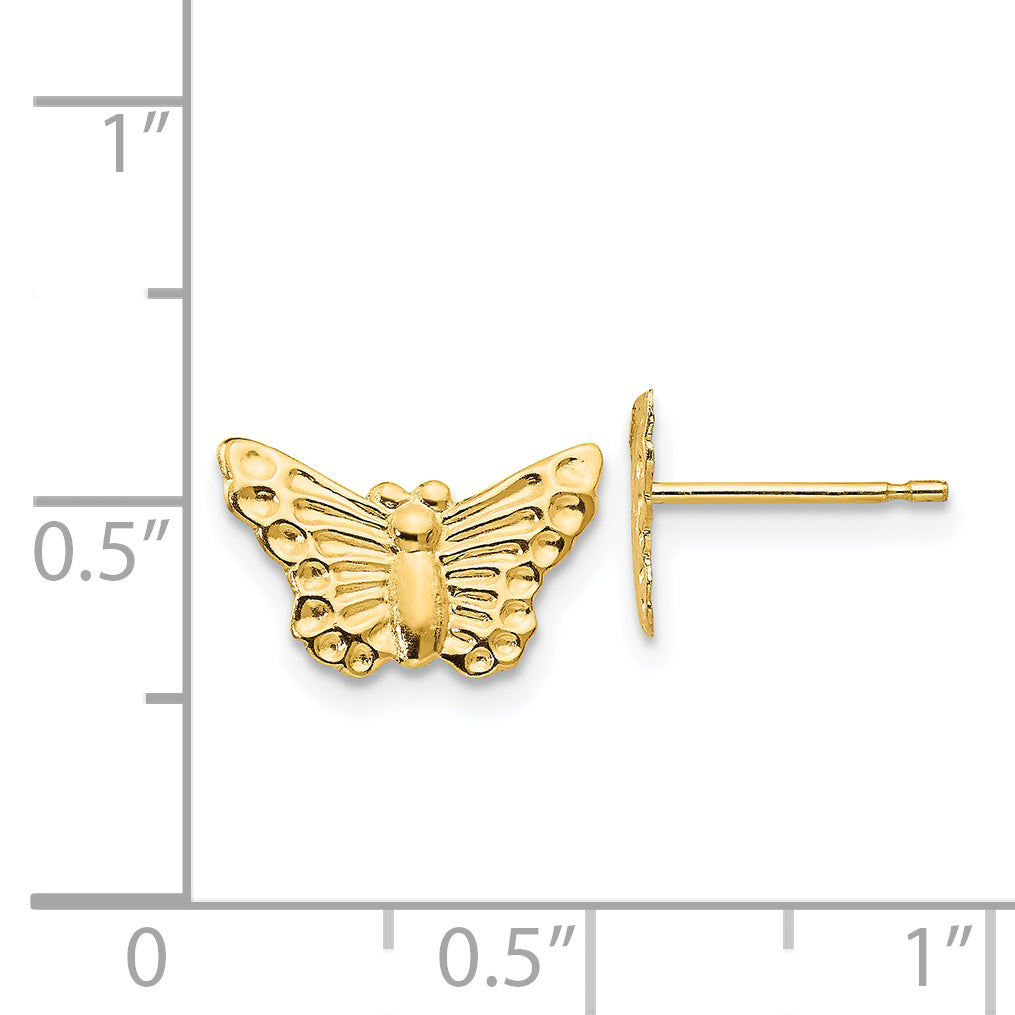 14K Gold Butterfly Earrings with Polished Finish and Nickel-Free Design