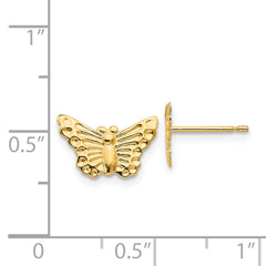 14K Gold Butterfly Earrings with Polished Finish and Nickel-Free Design