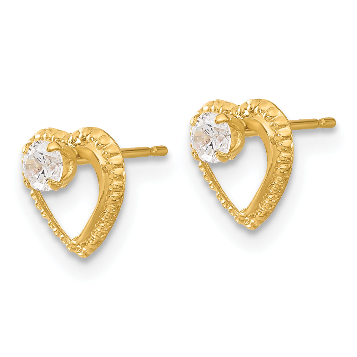 14k Madi K CZ Heart Post Earrings