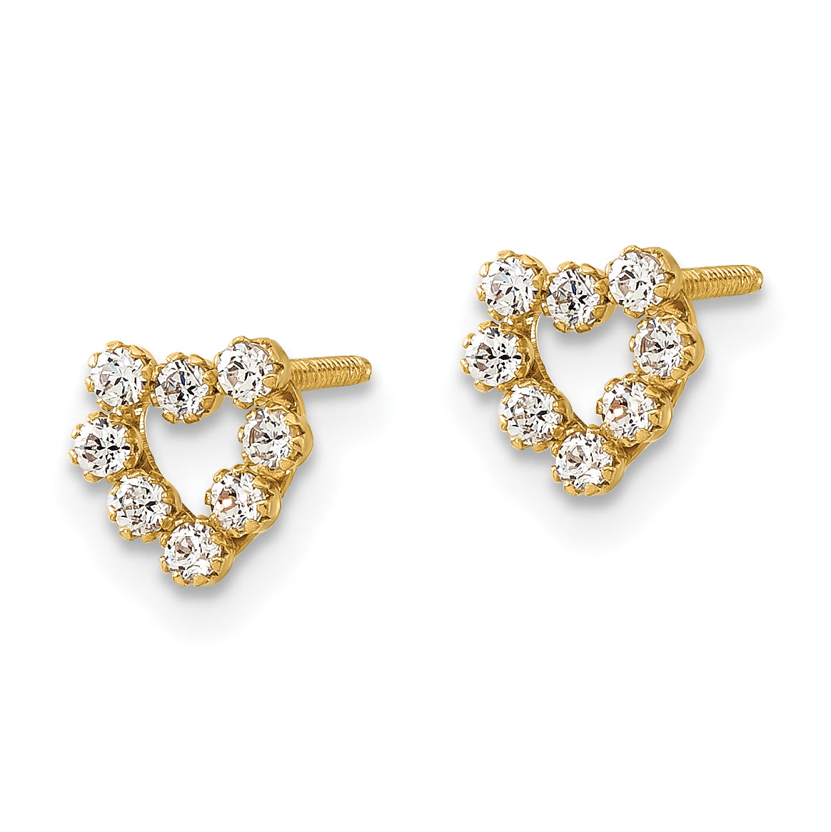 14ky Madi K Childrens Polished CZ Heart Post Earrings