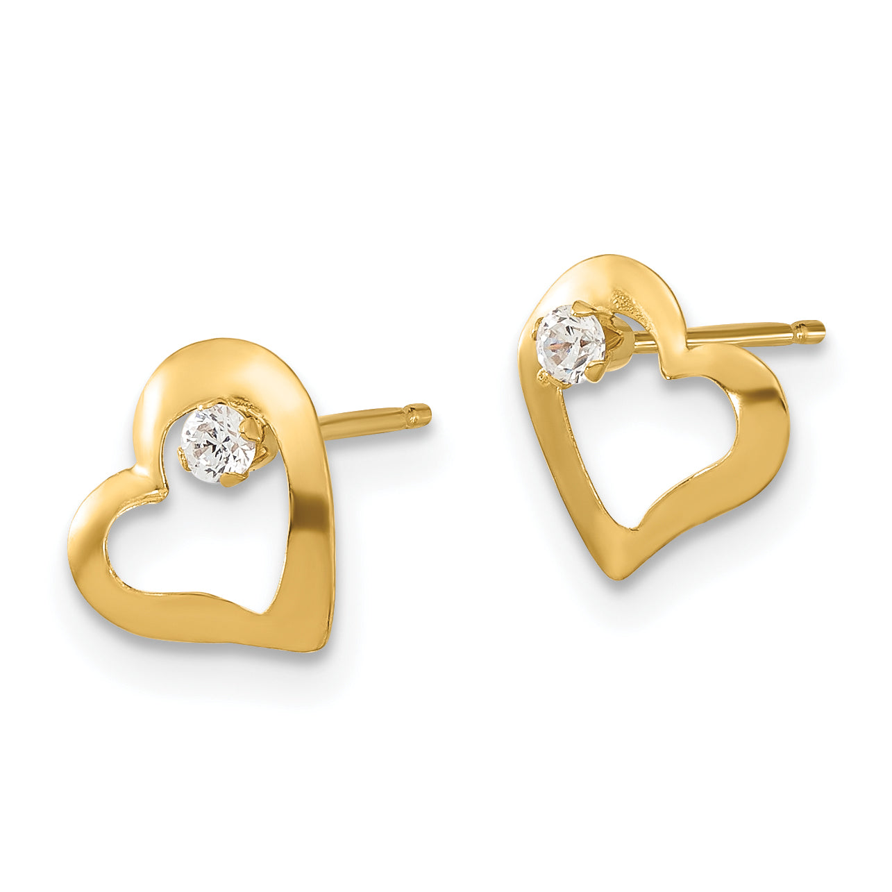 14ky Madi K Childrens Polished CZ Heart Post Earrings