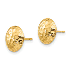 14K Gold Polished Puffed Round Earrings with Silicone Back