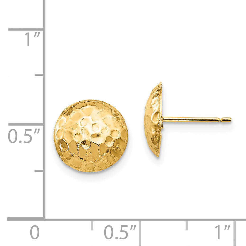 14K Gold Polished Puffed Round Earrings with Silicone Back