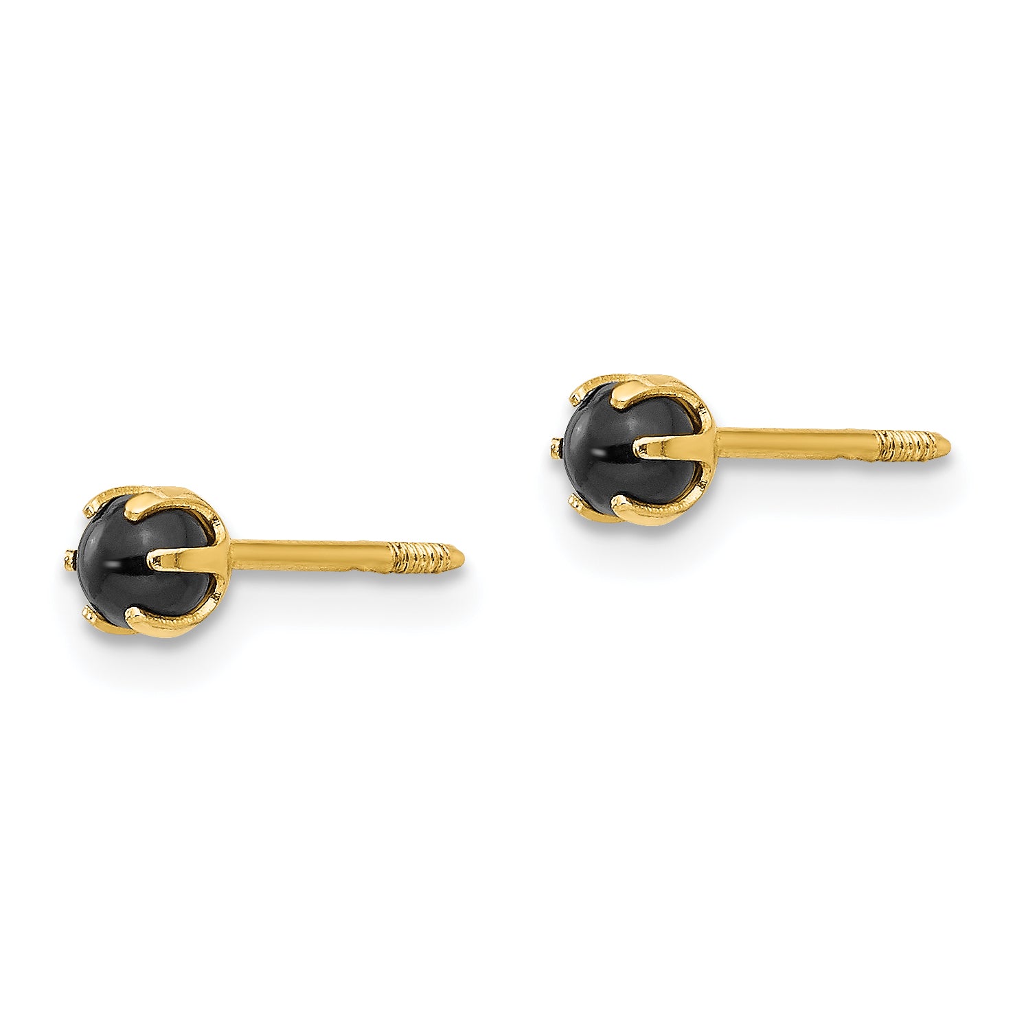 14K Gold Onyx Stud Earrings with Polished Finish for Women