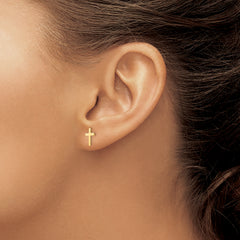 14K Gold Polished Cross Earrings with Secure Screw Back