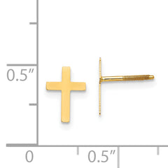 14K Gold Polished Cross Earrings with Secure Screw Back