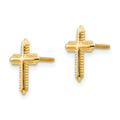 14K Gold Madi K Cross Earrings with Polished Finish for Women