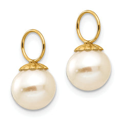 14K Gold Cultured Pearl Hoop Enhancer Earrings in Elegant Polished Finish