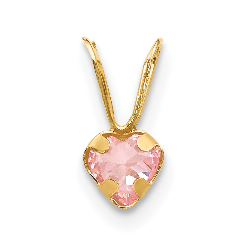 14K Madi K Pink CZ Heart Pendant