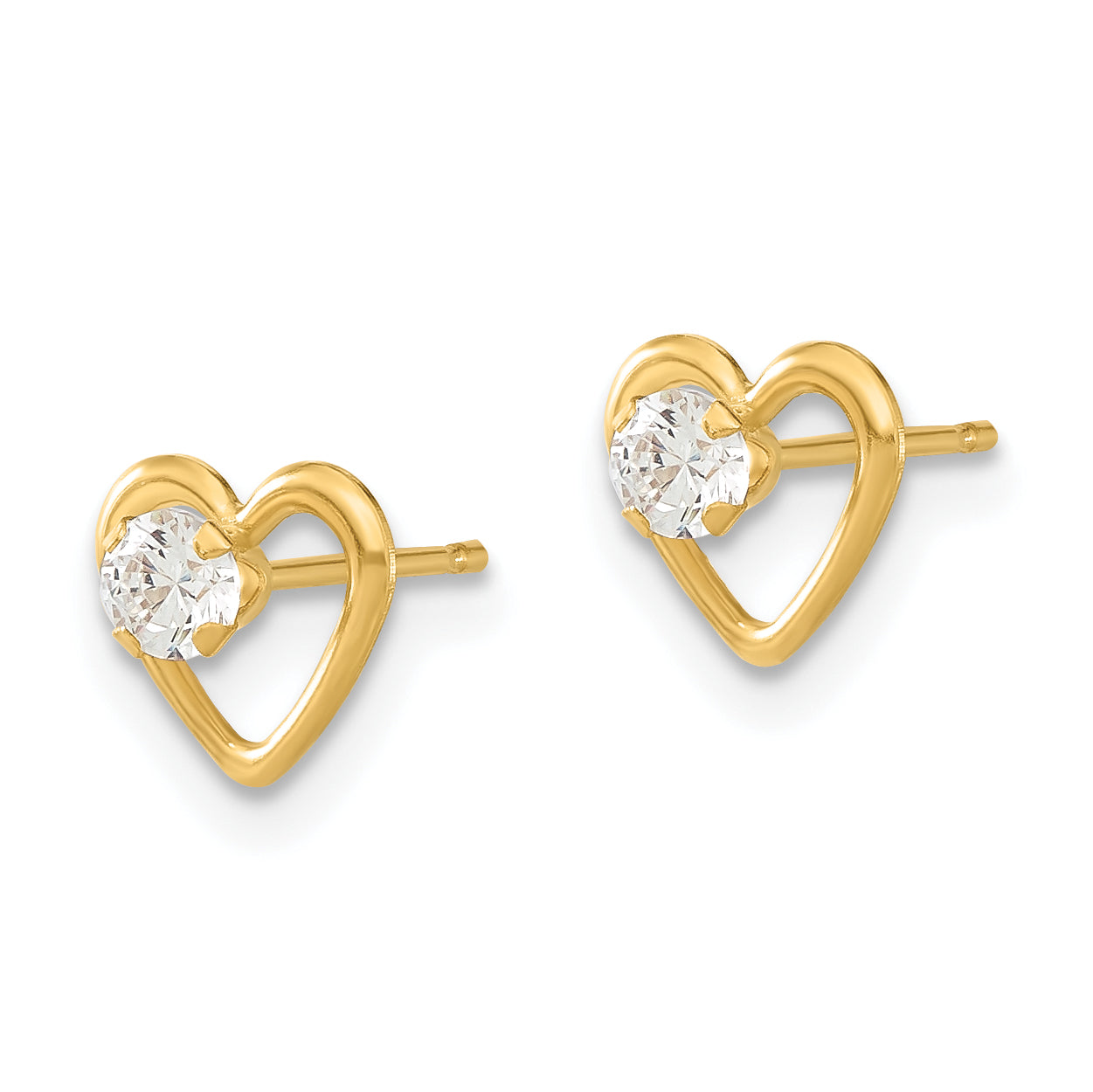 14ky Madi K Childrens Polished CZ Heart Post Earrings