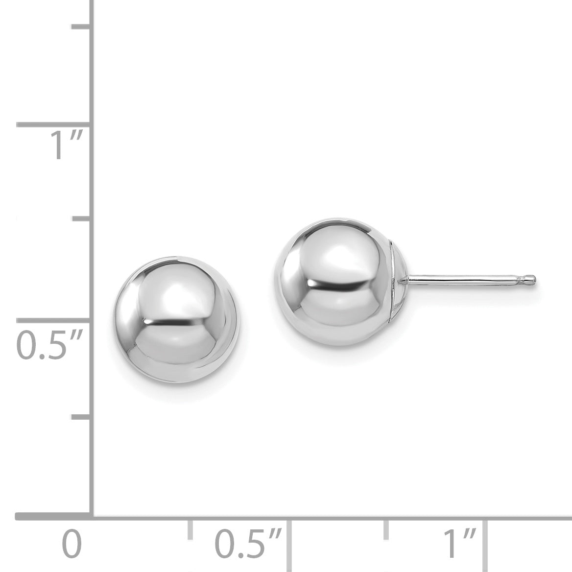 14k White Gold Madi K Polished 8mm Ball Post Earrings