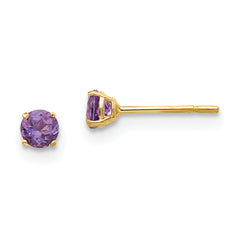 14k Madi K Round Amethyst 3mm Post Earrings