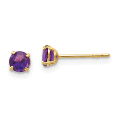 14k Madi K Round Amethyst 4mm Post Earrings