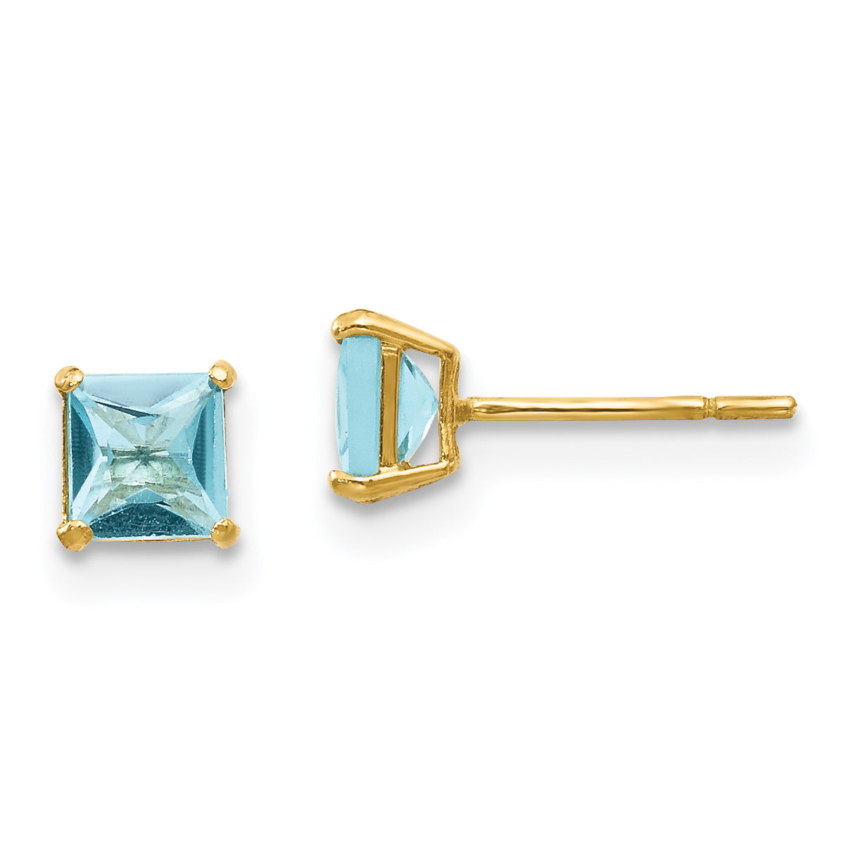 14k Madi K Blue Topaz 4mm Square Post Earrings