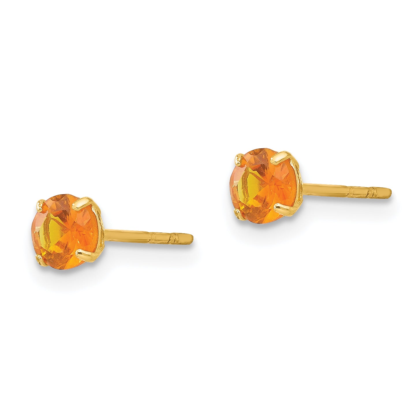 14K Gold Citrine Stud Earrings with Polished Finish for Women