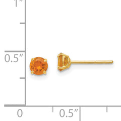 14K Gold Citrine Stud Earrings with Polished Finish for Women