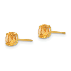 14K Gold Citrine Stud Earrings with Polished Finish for Women