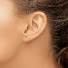 14K Gold Citrine Stud Earrings with Polished Finish for Women