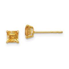 14k Madi K Citrine 4mm Square Post Earrings