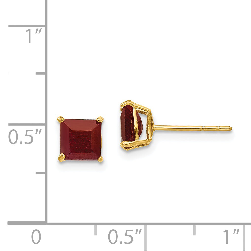 14k Madi K Ruby 5mm Square Post Earrings