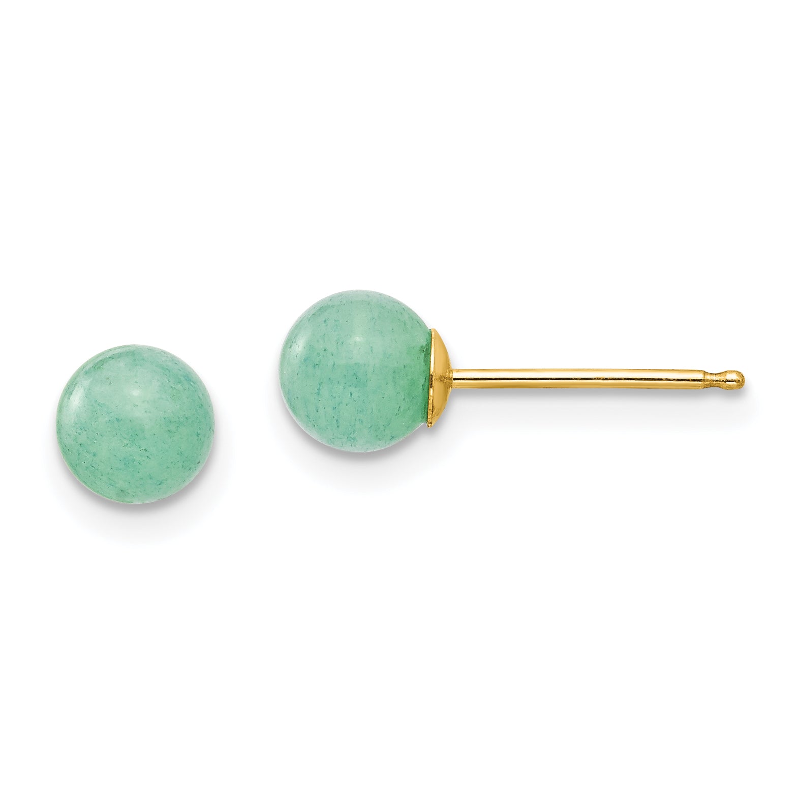 14k Madi K 5mm Green Natural Stone Post Earrings