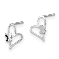 14k White Gold Madi K Heart W/Butterfly Post Earrings