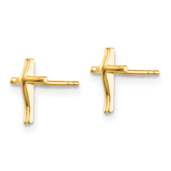 Sophia Jewelers 14K Gold Polished Cross Women's Earrings Elegant Nickel-Free Design