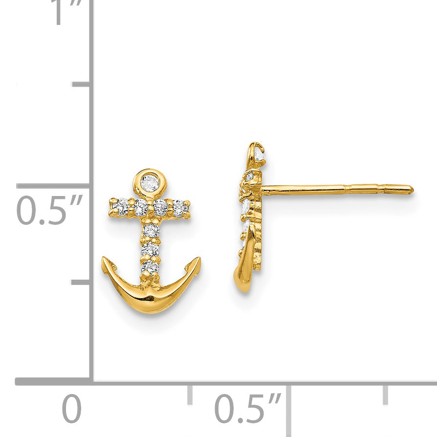 14k Madi K CZ Anchor Post Earrings