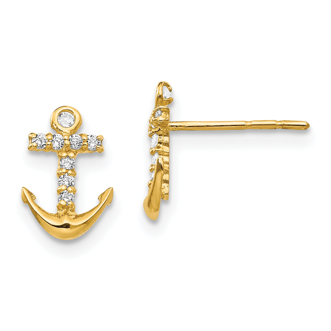 14k Madi K CZ Anchor Post Earrings