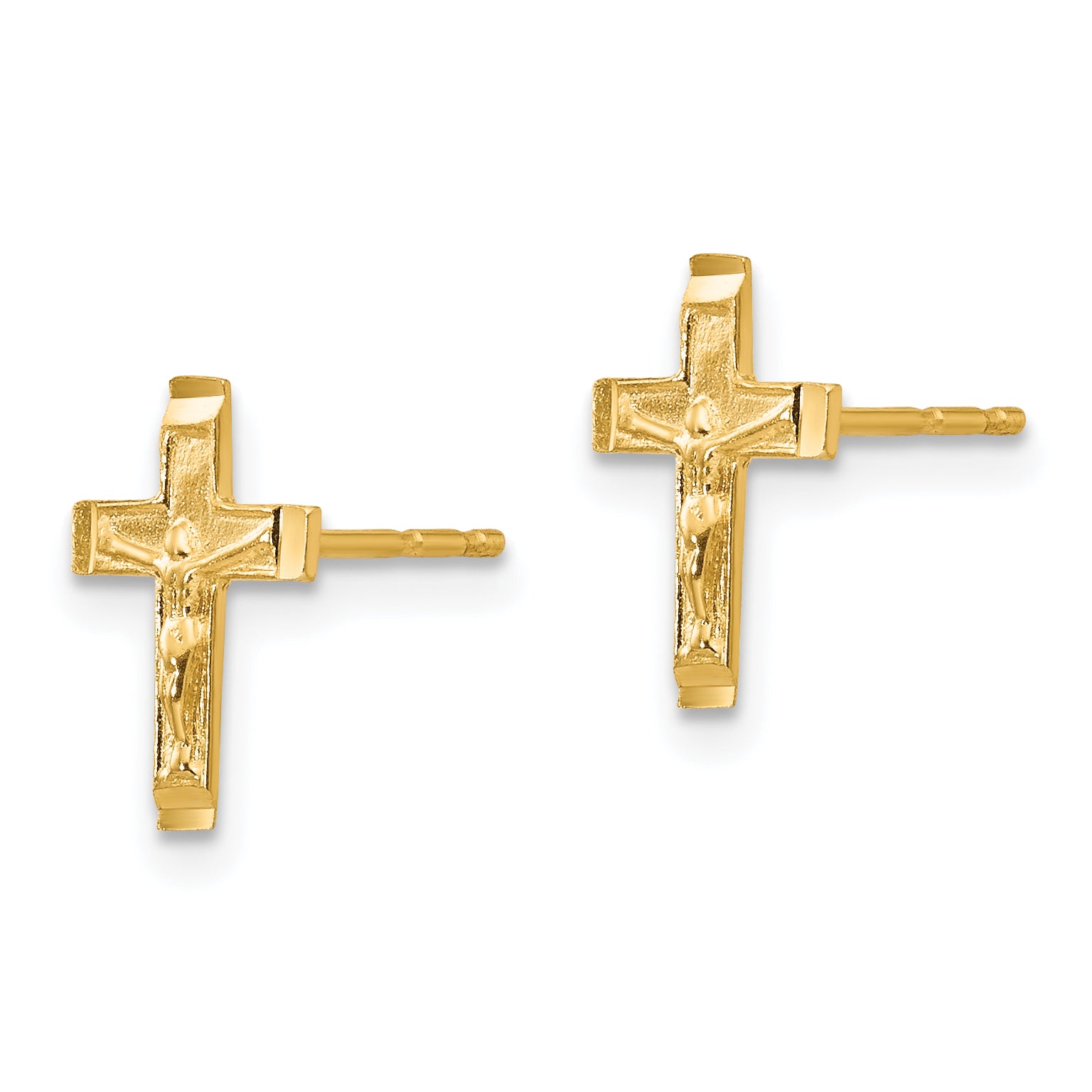 14K Gold Polished Crucifix Earrings for Women Elegant and Nickel-Free