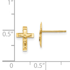 14K Gold Polished Crucifix Earrings for Women Elegant and Nickel-Free