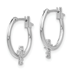 14k White Gold Madi K CZ Cross Hoop Earrings