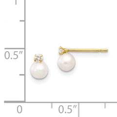 14k Madi K 5-6mm Near Round FW Cultured Pearl CZ Post Earrings