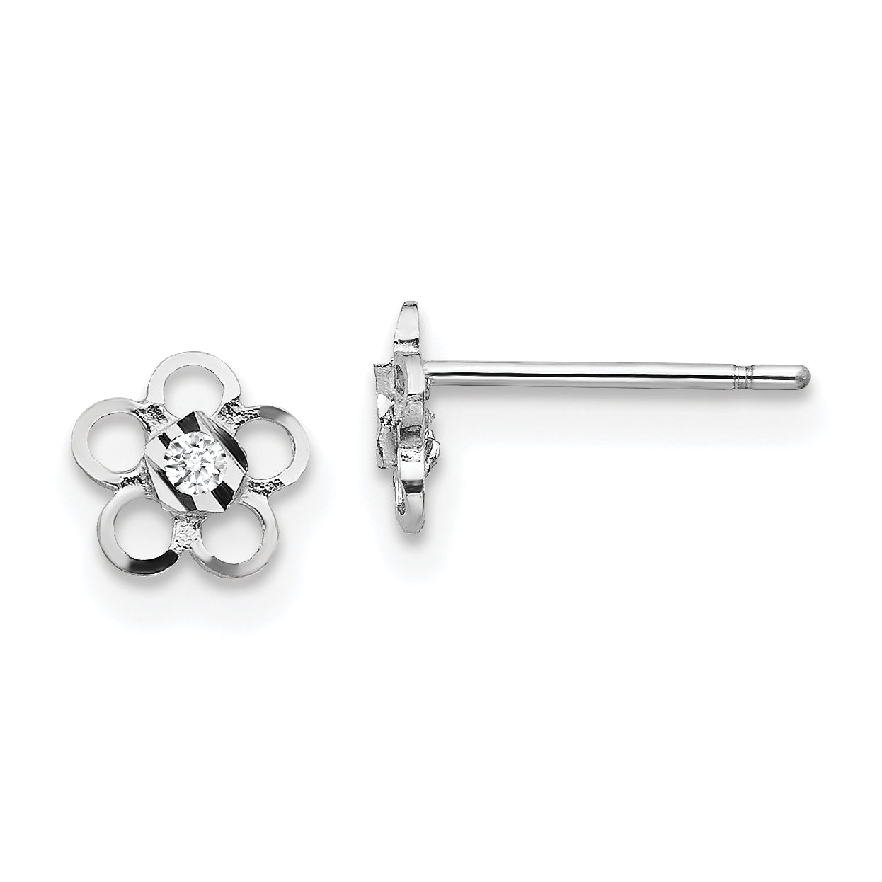 14k White Gold Madi K CZ Flower Post Earrings