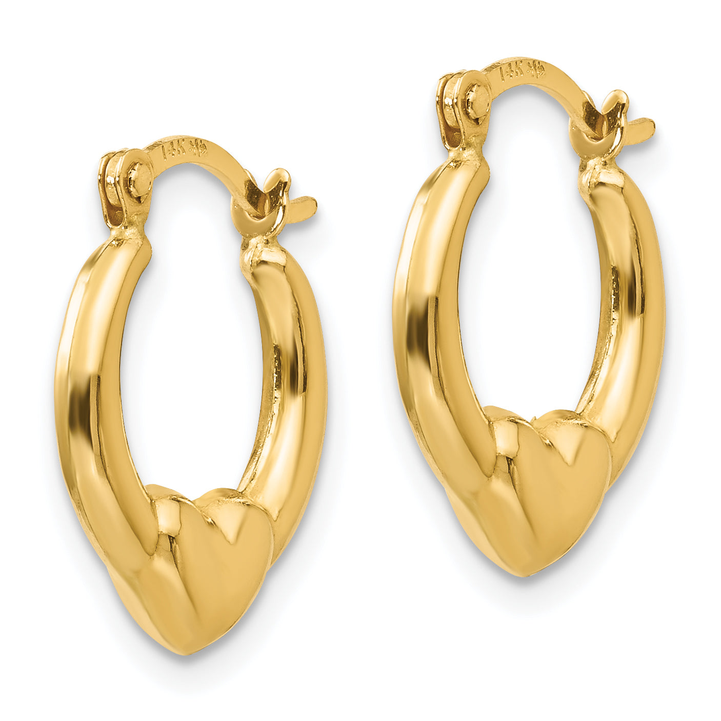 Sophia Jewelers 14K Gold Hollow Heart Hoop Earrings in Polished Finish