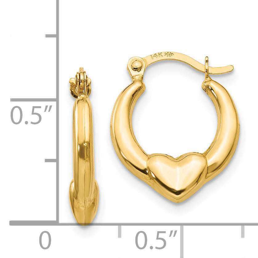 Sophia Jewelers 14K Gold Hollow Heart Hoop Earrings in Polished Finish