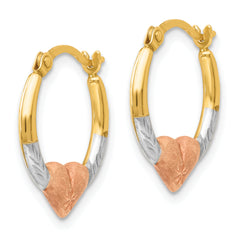 14K Gold Two-Tone Heart Hoop Earrings with Polished Nickel-Free Finish