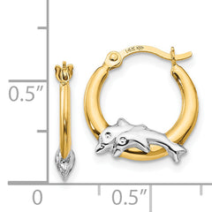 14K Madi K w/Rhodium Dolphin Hoop Earrings