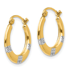 14K Madi K w/Rhodium Flowers Hollow Hoop Earrings