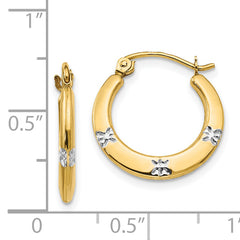 14K Madi K w/Rhodium Flowers Hollow Hoop Earrings