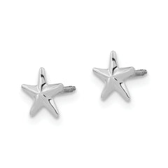 14K White Gold Star Earrings with Polished Rhodium Finish