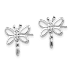 14K White Gold Polished Dragonfly Earrings for Women by Sophia Jewelers