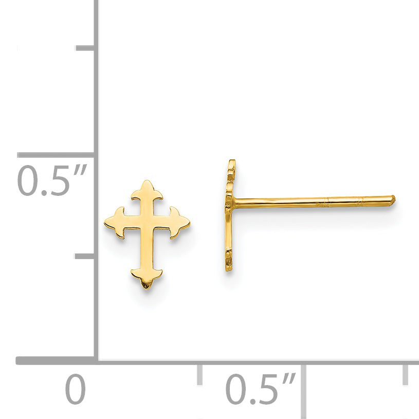 14K Gold Polished Cross Earrings for Women Elegant and Nickel Free