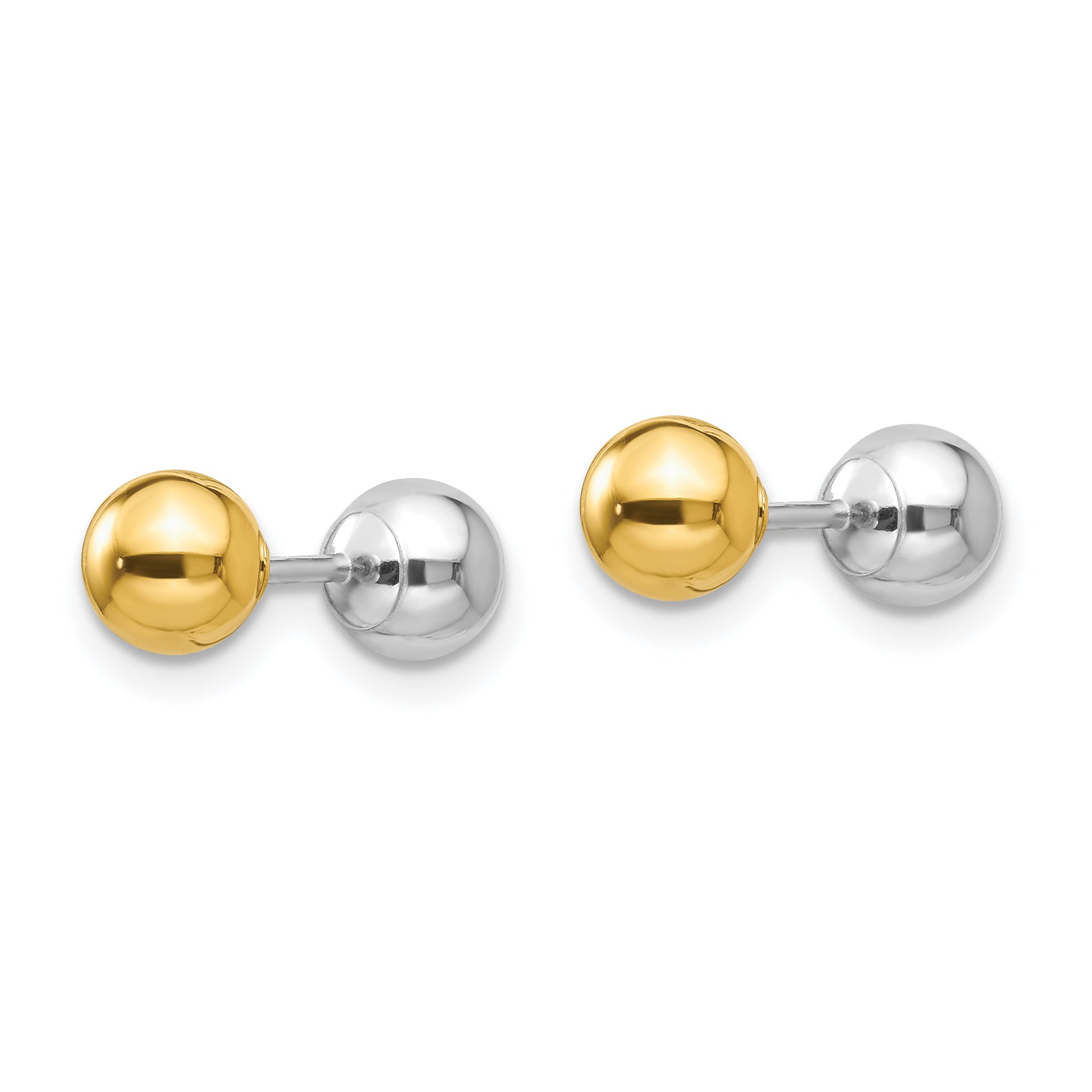 Sophia Jewelers 14K Two-Tone Reversible Ball Earrings for Women